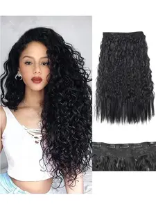 Corn Curl Hair Extensions 5 Clips, One-Piece Curly Wig, Five-Clip Firework Curl Hair Pieces, Easy-To-Use Hair Accessories