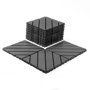 12x12 Inch Dark Gray Plastic Interlocking Decking Tiles, 44 PCS Waterproof All Weather Modular Floor Tiles, Easy Install Outdoor Patio Pool Backyard Terrace Deck Tiles