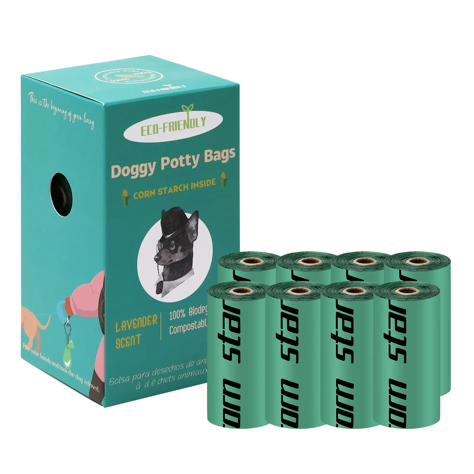 100% Compostable Corn Starch Dog Waste Bags