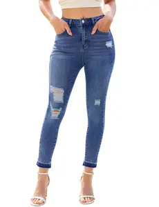 luvamia Cropped Jeans for Women Skinny Trendy High Waisted Distressed Ripped Stretchy Denim Pants Destroyed Jeggings