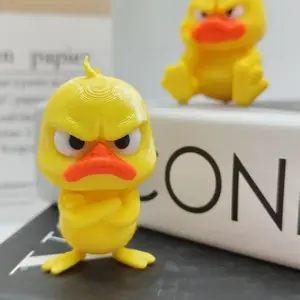 3D Printing Angry Duck Toy Yellow Statue White Eyed Funny Duck, Humorous Indoor Outdoor Christmas Home and Car Decor NONE