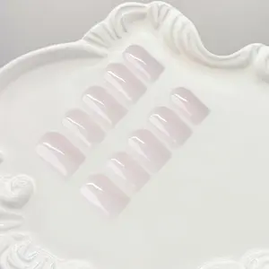 10pcs Square Shaped Handmade Nail Art Tips, Nude & Milky White Solid Color Design, Handcrafted Nail Decorations Suitable For Women & Girls, Y2K Style, Includes Tool Kit, Great Gift For Ladies Nails Nail Supplies