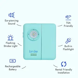 She's Birdie - The Original Personal Safety Door Alarm for Travel, at Home, or Window Security - Portable, Loud Siren, Flashing Light Alert + Built in Flashlight, Rechargeable, Rental Safe