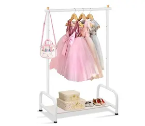 Kids Clothing Rack, Small Baby Clothes Rack with Bottom Storage Shelf, Kids Dress Up Rack Storage for Coats, Dance Costume Garment Rack for Hanging Clothes