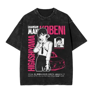 valentine shirts Aki Metal Chainsaw Man  T Shirt Hip Hop Washed Cotton Harajuku T-Shirt Denji 3Vintage Men Women Tops Streetwear Printed Tee Shirt