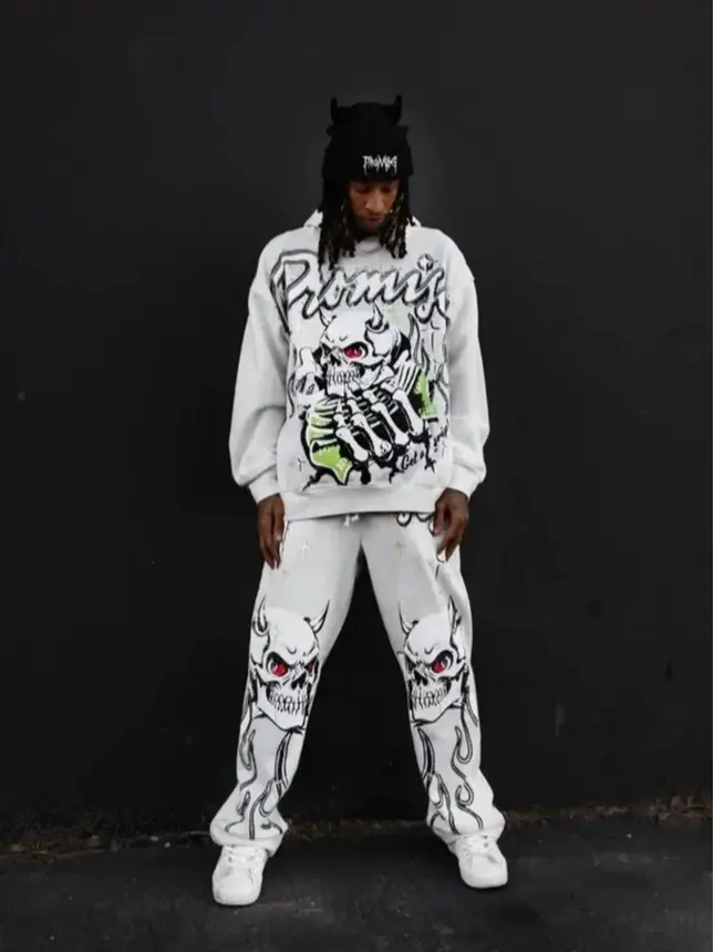 Get a Grip Bling Hoodie Sweatpants Set – Vintage Hip Hop Y2K Streetwear Tracksuit, Sparkling Graphic Pullover Sweatshirt & Jogger Pants for Men Women, Casual Matching Outfit, Travel & Lounge Wear