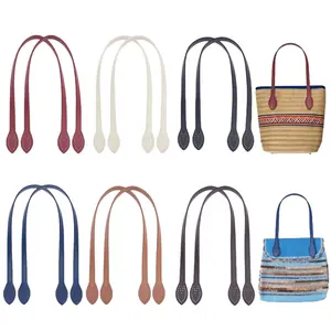 12pcs  23.4inch Leather Straps for Short Purse Bag Tote Bag Handles with Ear Shape End Holes, Bag Making Supplies for DIY Crocheted Bags, Purse Wallet, Tote Bag Making - 6 Colors