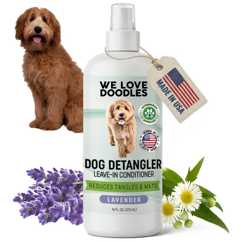 We Love Doodles Dog Detangler Spray Lavender - Natural & Gentle Formula, Leave-in Conditioner for Dogs, Tangle Remover, Made in USA, 16oz