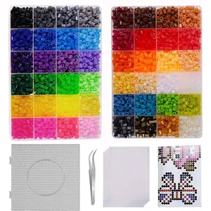 4800pcs Fuse Beads Kit for Kids Crafts 48 Colors 5mm Melting Beads Set Including Pegboards Ironing Paper Tweezers Great Birthday and Christmas Gift