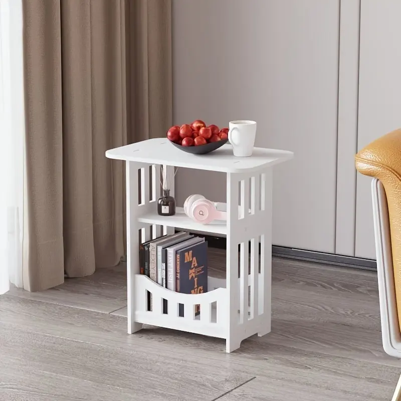 Three-tier decorative side table storage bedside table Furniture keeps clutter organized, with a compact design that helps save space. Suitable for home interior bedroom nightstands, living room sofa sides, entryways, and small apartments.