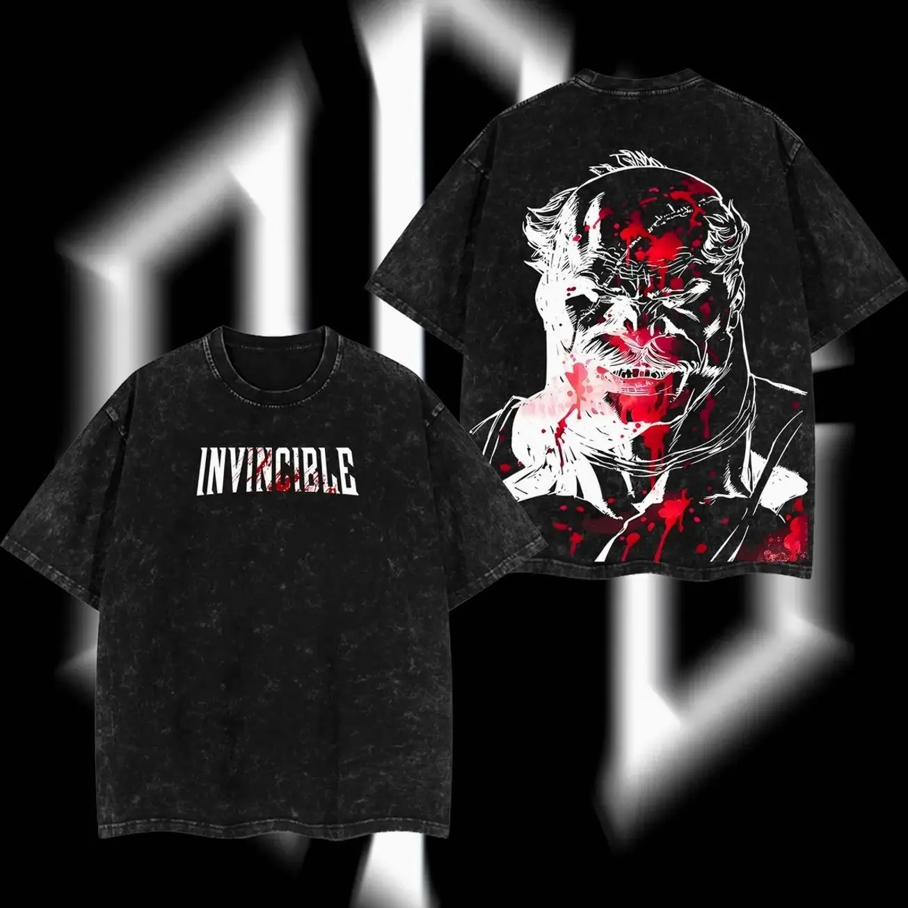 SuperStyle Limited Edition Conquest Viltrumite Invincible War Superhero Comics Double Print Lightweight Acid Washed Oversize Seamless Fabric Apparel, Men's Short-Sleeve Graphic Cotton Streetwear T-Shirt PHL