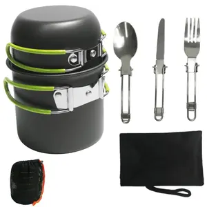 Portable Outdoor Cookware Set for 1-2 People, Compact Camping Cooking Gear with Utensils, Lightweight Camping Kitchen Essentials