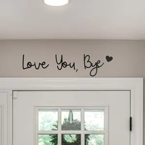 OYASUMI Love You Bye Wood Sign– Boho Farmhouse Above Door Wall Decor for Entryway, Hallway, or Living Room | Express Love & Warmth | Romantic Gift for Family, Lovers, or Valentine’s Day