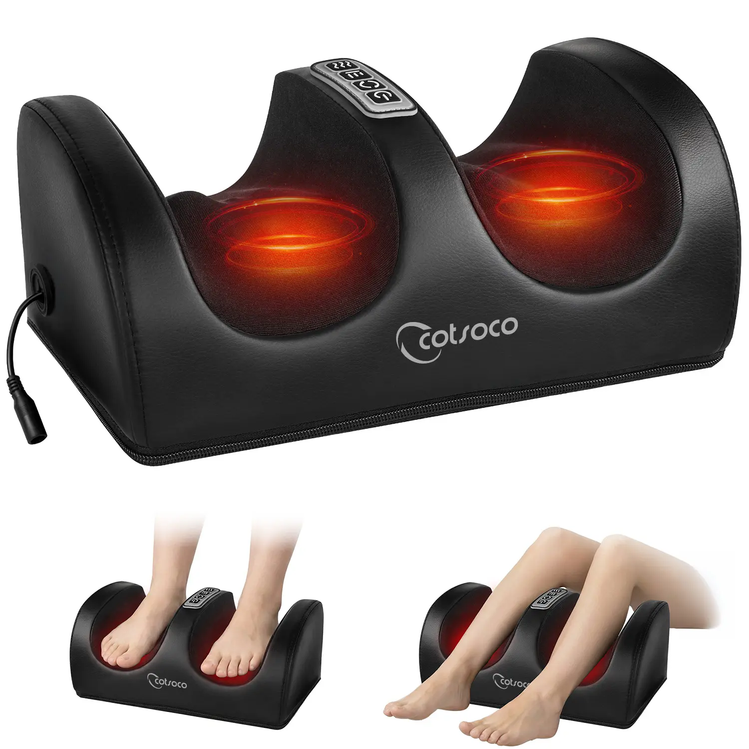 Cotsoco Foot Massager with Heat, Shiatsu Kneading Foot and Calf Electric Massager Machine with Roller, Massage Feet/Arm/Calf/Ankle for Relax, Plantar Fasciitis, Pain Relief, Gifts for Women & Men