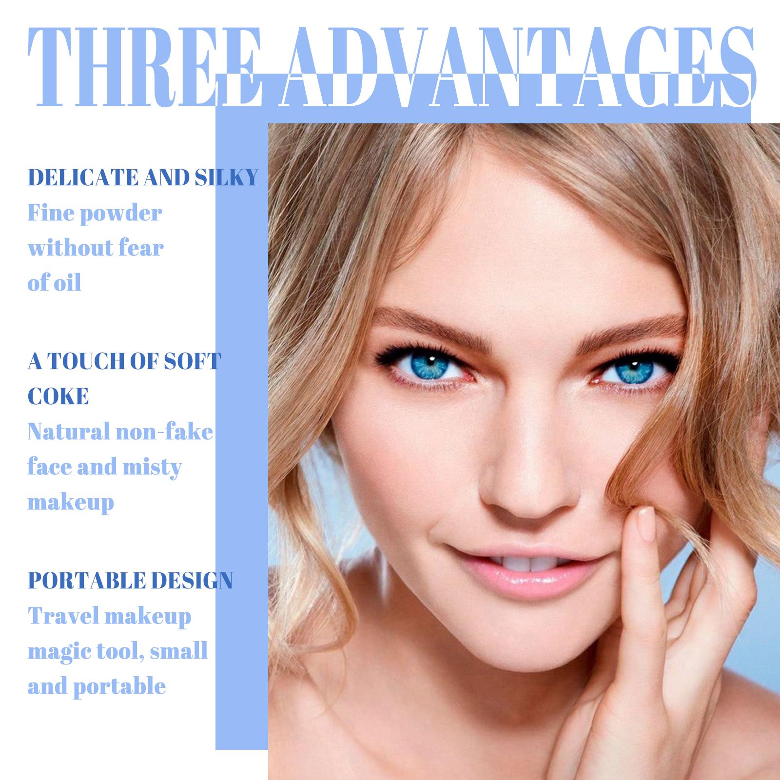 OUHOE Soft Compact Powder Summer Oil Control Flawless Makeup Setting Powder Lightweight With Powder Puff Delivers Matte Even Complexion Cosmeti