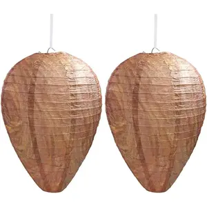 2 Pack Paper Wasp Nest Decoy Hanging Wasp Nest Stay Away from Wasps Hornets Yellow Jackets