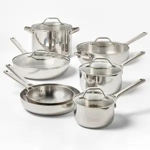 Figmint 18PC Stainless Steel Cookware Set 450 Degree F Silver Pan Protectors