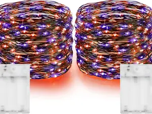 Purple and Orange Fairy String Lights, 2 Pack Total 40FT 120 LED