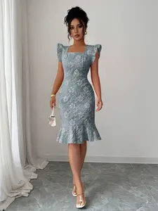 Elegant & Exquisite Jacquard Commuter Dress, Summer