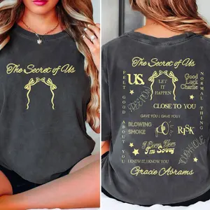 Gracie The Secret Of Us Tour 2025 Graphic Tee, Abrams New Album 2025 2-Sided Unisex T-Shirt, Perfect for Music Fans