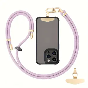 Smartphone Cellphone 1 Piece 63 Inches Adjustable Mobile Phone Security Strap Diagonal Lanyard Universal Clip Anti Theft Wristband Expandable Gift for Holiday Party Black