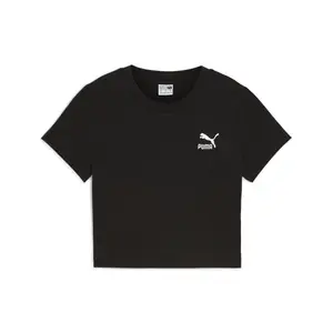 PUMA Womens Classics Baby Crew Neck Short Sleeve Casual Tops Casual - Black