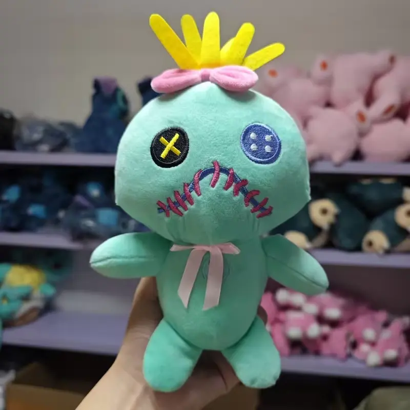 Scrump Plush Toys Pendant Cartoon Lilo and Stitch Plush Toys Soft Stuffed Kawaii Green Doll Xmas Gift For Boys