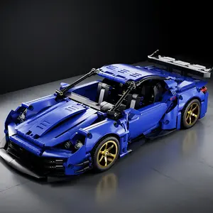 1283pcs Blue God Racing Car Building Block Toy, High Aesthetic Desktop Decoration, Wheels, Full Detail Design, Christmas Gift