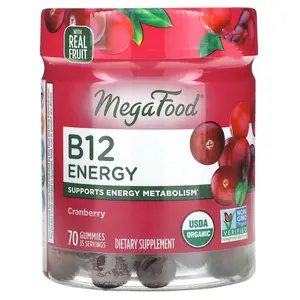 MegaFood B12 Energy, Cranberry, 70 Gummies