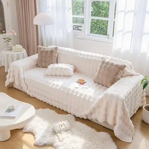 Anti Cat Scratch Sofa Cover Ins Stylish Sofa Towel Furniture Protective Cover Thickened All Inclusive Anti Slip Sectional White 71’’X134‘’ Three Seats