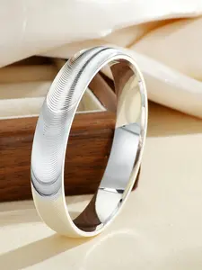 Elegant Silver Color Bangle Bracelet, Boho Style All-Over Print, Solid Copper Chain, Perfect Gift for Her, Ideal for All Seasons