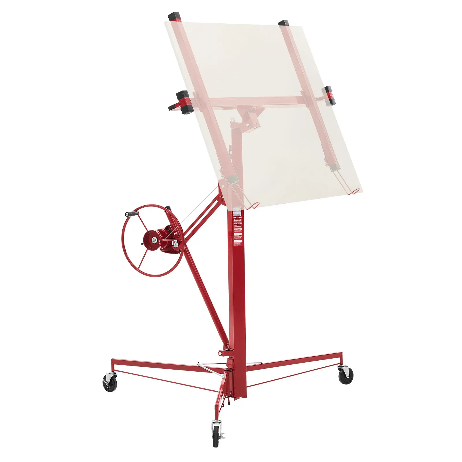 【SummerFinds】VEVOR Drywall Lift, 11ft Carbon Steel Heavy-Duty 68kg Sheetrock Hoist with 4.09-9.58ft Adjustable Telescoping Arm, 60° Tilting, Lockable Wheels, Winch, Ideal for Ceiling & Wall Installation (Red), Adjustable Height And Length