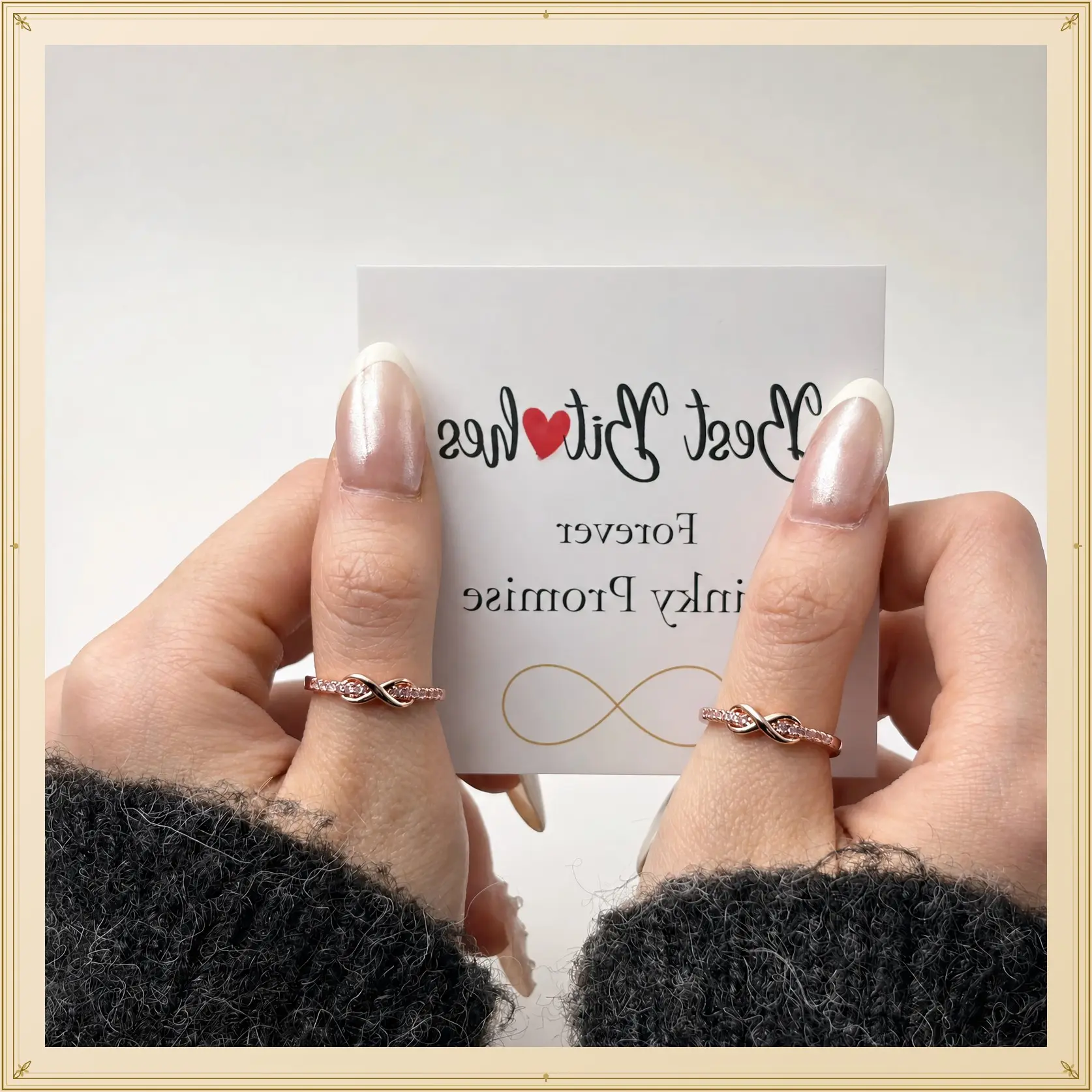 Best Friends Forever Pinky Promise Ring Set, Infinity Friendship Rings for Women & Girls, Matching Promise Rings, Bestie Jewelry Gift