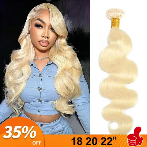 High Quality 613 Body Wave Human Hair Bundles - 10A Grade, 100% Unprocessed Brazilian Hair, 100g/Bundle, 3-Piece Double Weft, Heat Resistant, Silky Soft, Glossy Blonde Extensions with 12-Month Durability for Summer Vibes