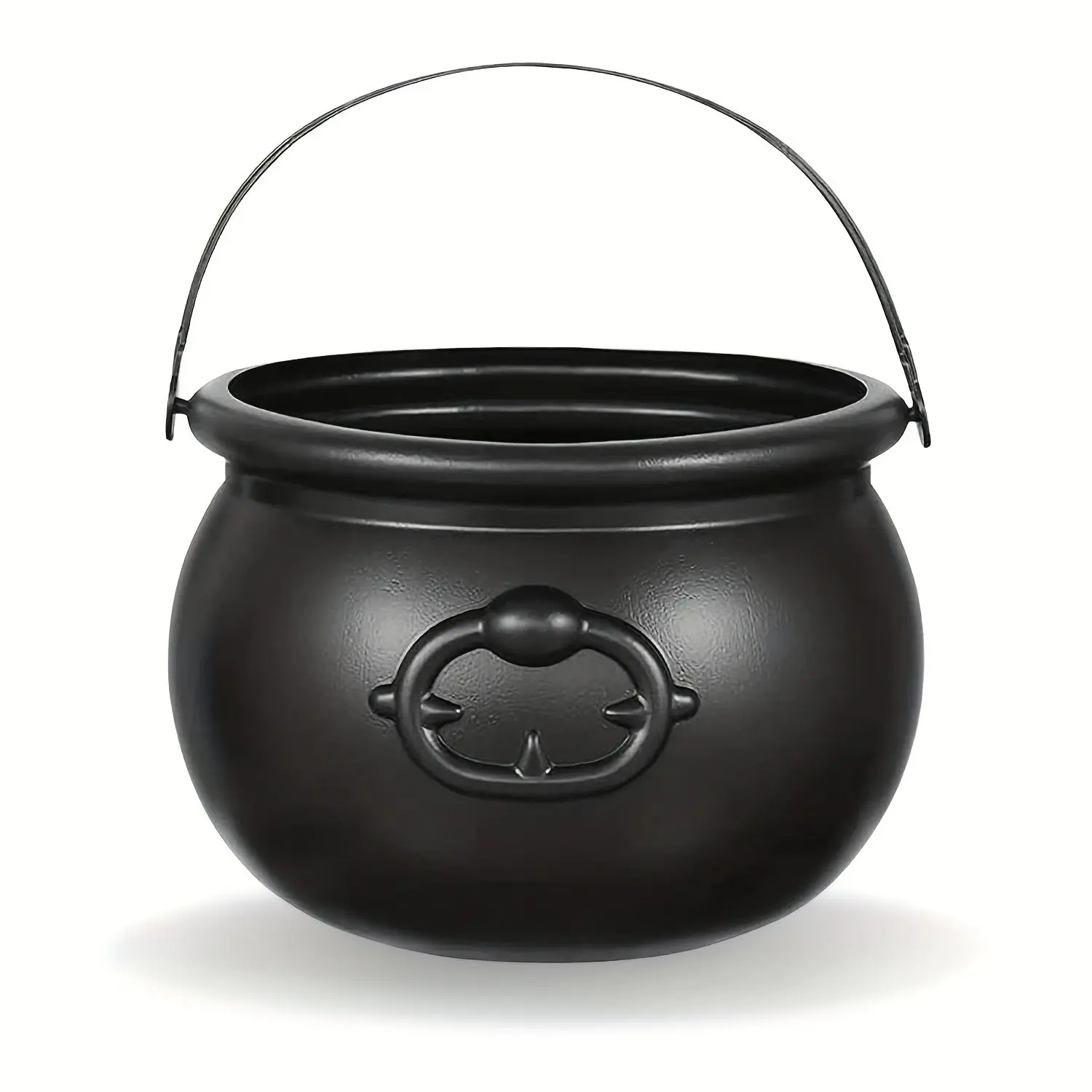 1 pc Plastic Black Cauldron Kettle Halloween Decorative Bowl, Large Witch Cauldron Pot Bucket for Halloween Decorations Trick or Treat Party(non-food contact)