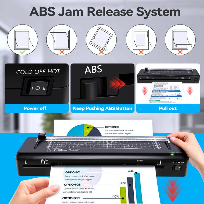 A3 Laminator with 20 Sheets 7-in-1 Design Fast Warm-up Never Jam Tech 13-Inch Cold & Thermal Lamination for Photos Docs Cards Ideal for Home Office School Laminating Kit Free Rounded Corner Film Set & Corner Rounder