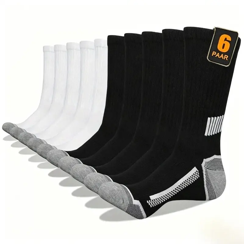 Male Cotton Knit Sports Running Socks Bulk Pack (10/20 Pairs) - Sturdy, Anti-Slip, Cushioned, Moisture-Wicking, All Seasons, Heavy-Duty Heel & Toe, Arch Support, Breathable - For Gym, Casual Use