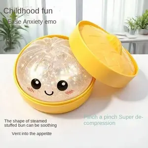 Cute Glitter Bao Bun Squeeze Toy with Steamer | Viral Anxiety Relief Squishy for Desk & Travel