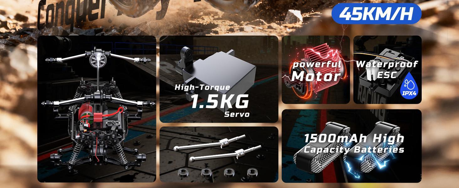 DEERC 1:12 RC Cars, 28MPH High Speed 4WD Off-Road Monster Truck, Short Course Truck with 2 Batteries, All Terrain Remote Control Car 2.4GHz, Spare Tire & LED Lights DEERC 1:12 RC Cars, 28MPH High Speed 4WD Off-Road Monster Truck, Short Course Truck with 2 Batteries, All Terrain Remote Control Car 2.4GHz, Spare Tire & LED Lights