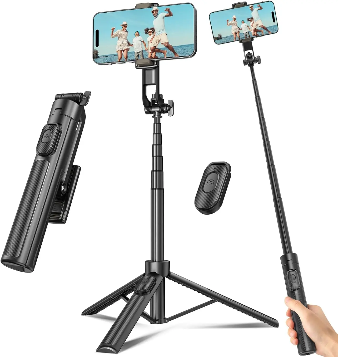 Selfie Stick Tripod for iPhone & Android, 50 Inch Extendable Phone Tripod with Wireless Remote & Phone Holder, Portable Selfie Stick for Travel, TikTok Videos, Vlogging, Photos & Recording