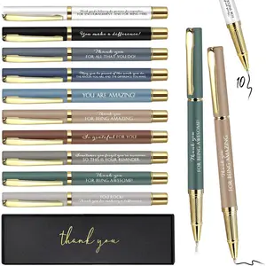 10 count Thank You Gifts Inspirational Ballpoint Pens with  Boxes Bulk Appreciation Party Favors Christmas Gifts for Employee Coworker Team Clergy Friends Office Supplies(Macaron,Mixed) Colleagues Stationery