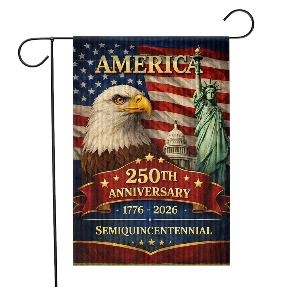 250 Anniversary USA Flag, 250th Anniversary America Garden Flag, 1776-2026 Yard Flags Outside 12x18 Inch Double Sided Outdoor Banner, 4th of July Decorations for US 250th Celebration