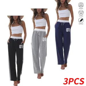 Women’s summer casual pants with pockets, adjustable waist, comfortable athletic straight-leg pants, soft home lounge pants; women’s summer clothing, women’s pants, summer pants,summervibes