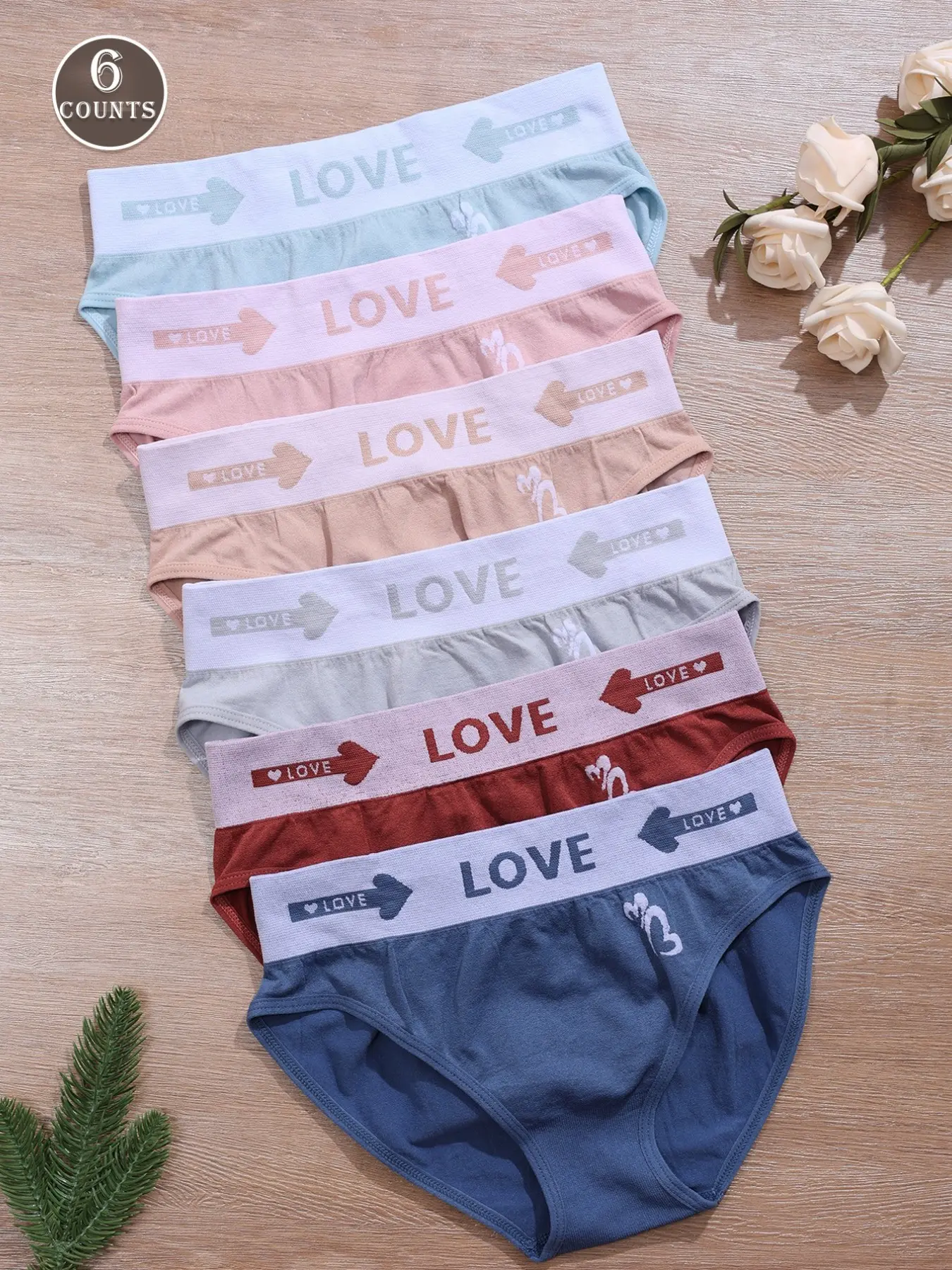 Women's Seamless Comfort Triangle Panties Set, 6 Pieces Letter Design Underwear, Soft and Breathable, Soft Breathable Panty, Seamless Undergarment