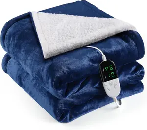 Heated Blanket Electric  Size 90"X100",Electric Blanket with 6 Heat Settings & 1-10 Hours Time Settings Auto-Off,Machine Washable Heating Blanket for  and Office (Blue)
