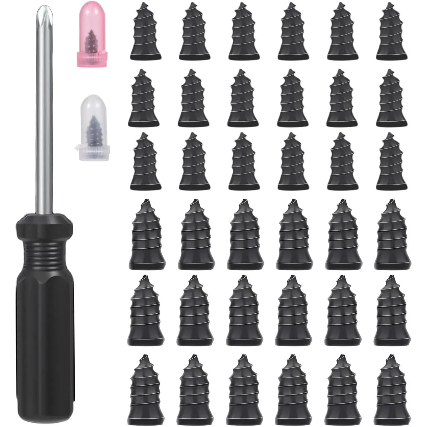Tire Repair Rubber Studs, Vacuum Tire Repair Kit Spiral Rubber Studs, Tire Screw Plugs Quick Repair Tool, Motorcycle, Truck, Tractor Tire Flat Tire Repair Tire Repair Studs