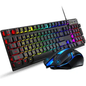 FOREV Keyboard and Mouse Set Combo, Wired RGB Backlit Computer Keyboard with USB RGB Gaming Mouse Design for Windows PC Laptop Desktop Notebook-Fv-Q305S Suproot