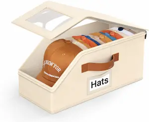 Stackable Hat Storage for Baseball Caps, Holds up to 12 Caps Hat Organizer for Closet, Sturdy Hat Boxes for Men with Cardboard