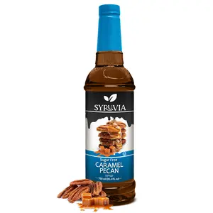 Syruvia Sugar-Free Caramel Pecan Syrup - 25.4 fl oz Premium Coffee Flavoring Syrup. 0 Calories, Kosher, and Gluten-Free. Ideal for Drinks & More.