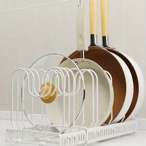 1pc Pot Rack Organizer Telescopic Pots And Pans Organizer For Kitchen Organization And Storage Removable Pot Lid Holders And Pan Rack Adjustable Stainless Steel